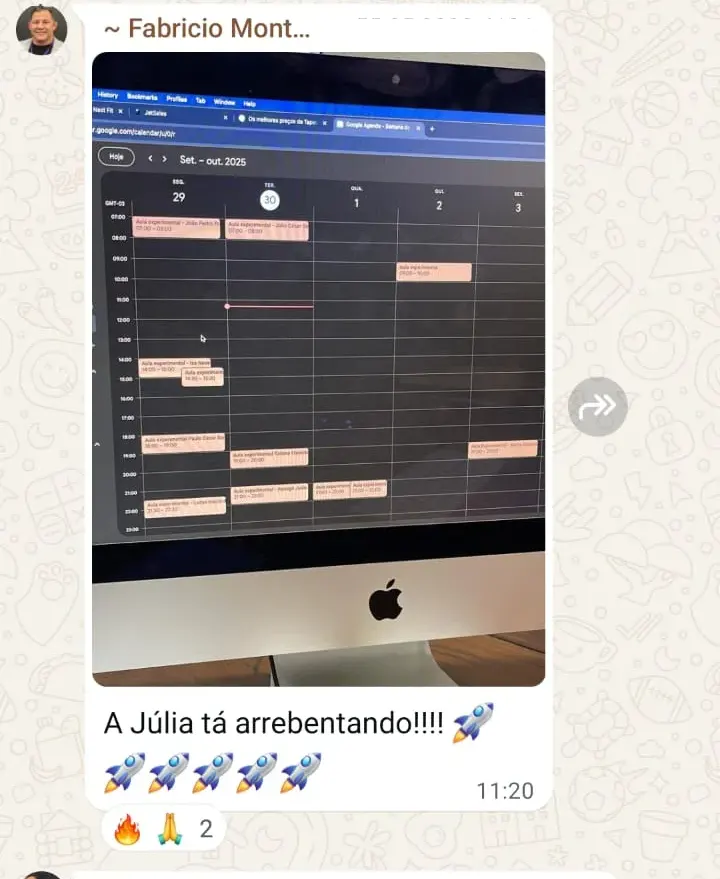 Print de mensagem de Fabrício, Fight Pro: A semana inteira lotada com aulas experimentais.